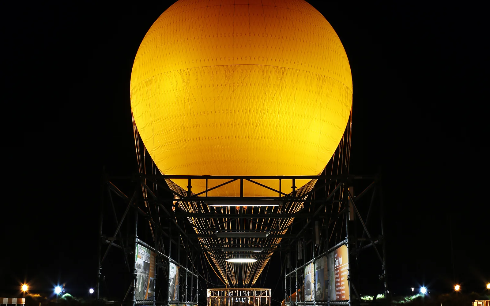 Orange Balloon tethered above Orange County Great Park, a family recreation venue